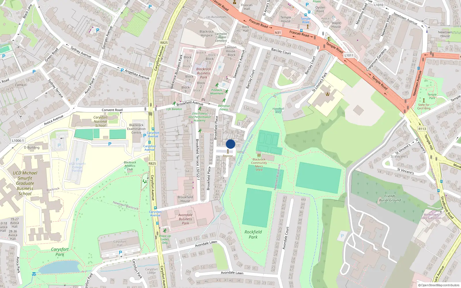 Overhead map showing the location of 4 Brookfield Court, Newtown Blackrock