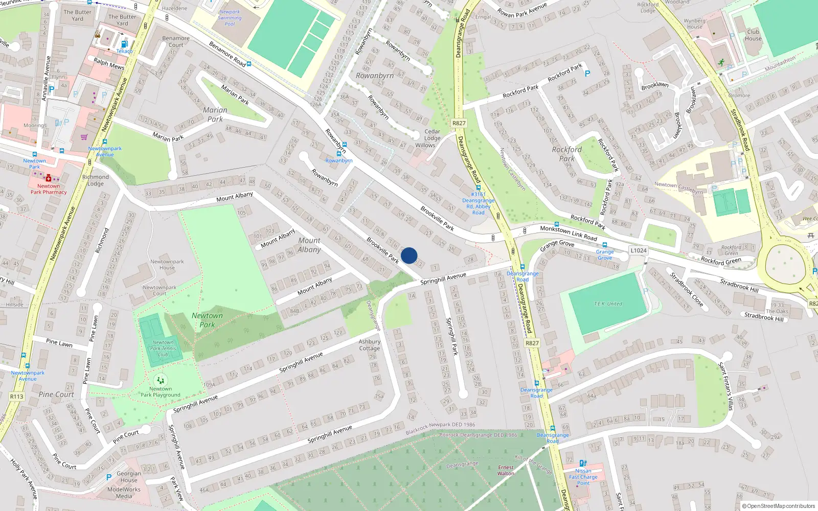 Overhead map showing the location of 4 Brookville Park, Blackrock