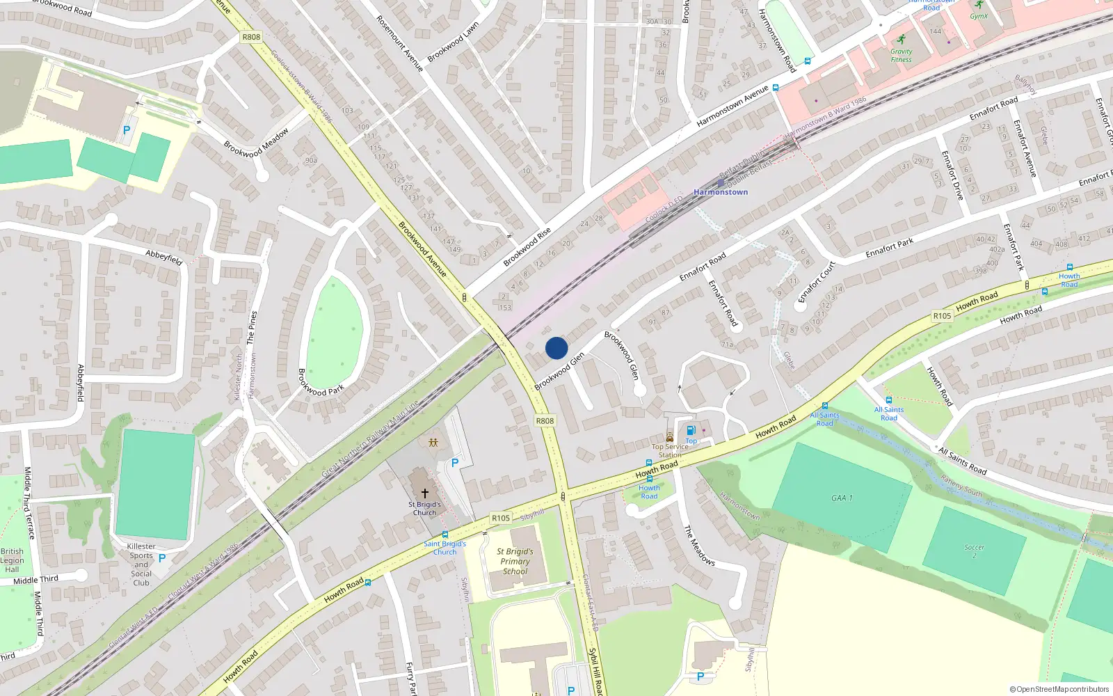 Overhead map showing the location of 4 Brookwood Glen, Dublin 5