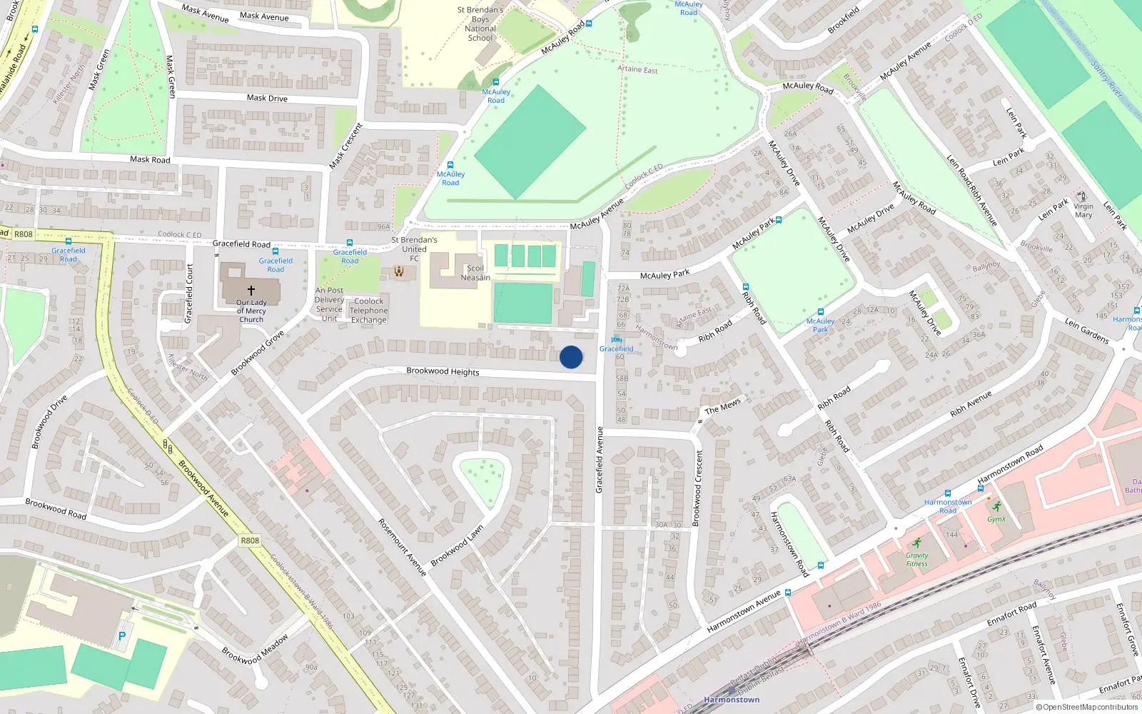 Overhead map showing the location of 4 Brookwood Heights, Dublin 5