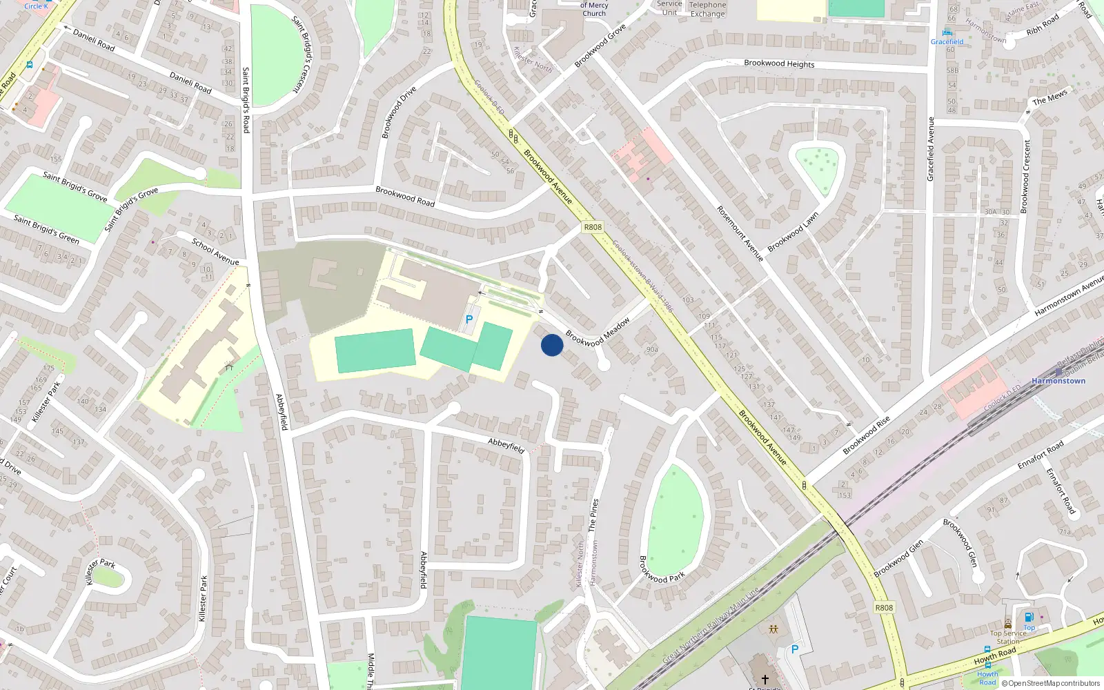 Overhead map showing the location of 4 Brookwood Meadow, Artane, Dublin 5