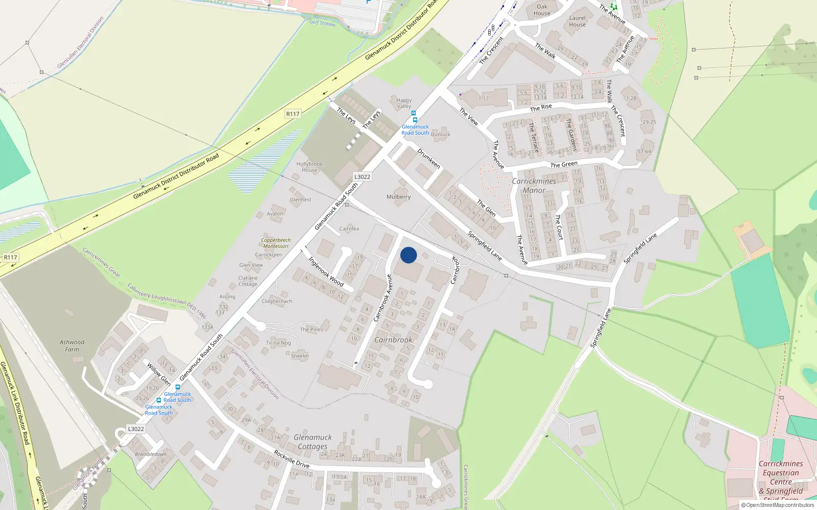 Overhead map showing the location of 4 Cairnbrook Avenue, Dublin