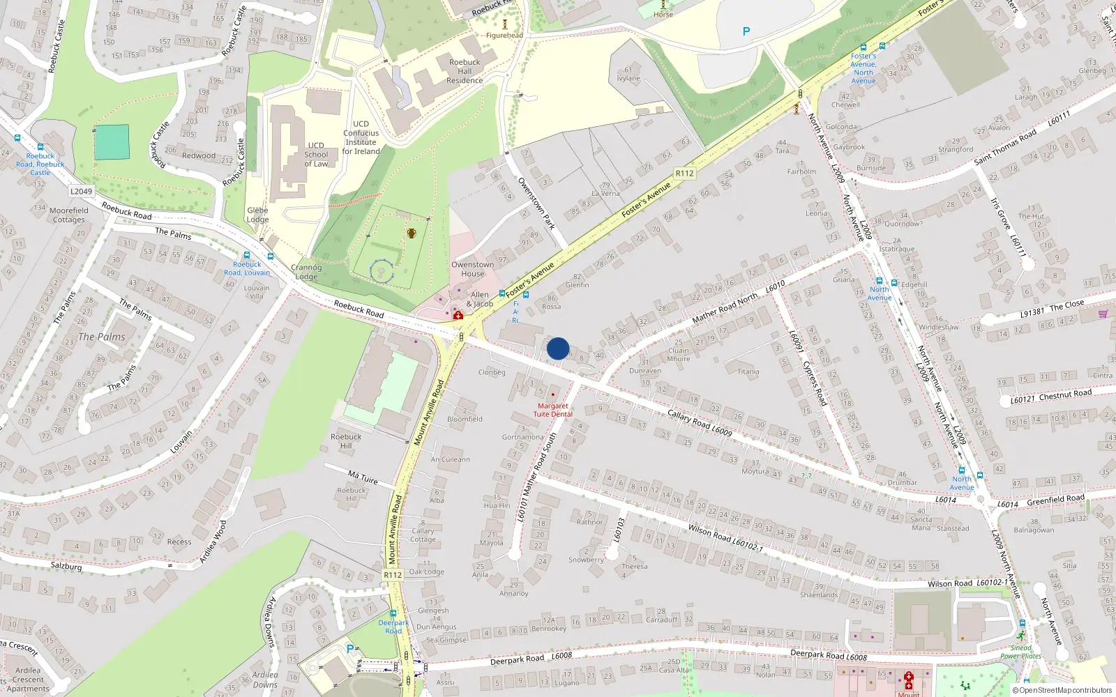 Overhead map showing the location of 4 Callary Road, Blackrock