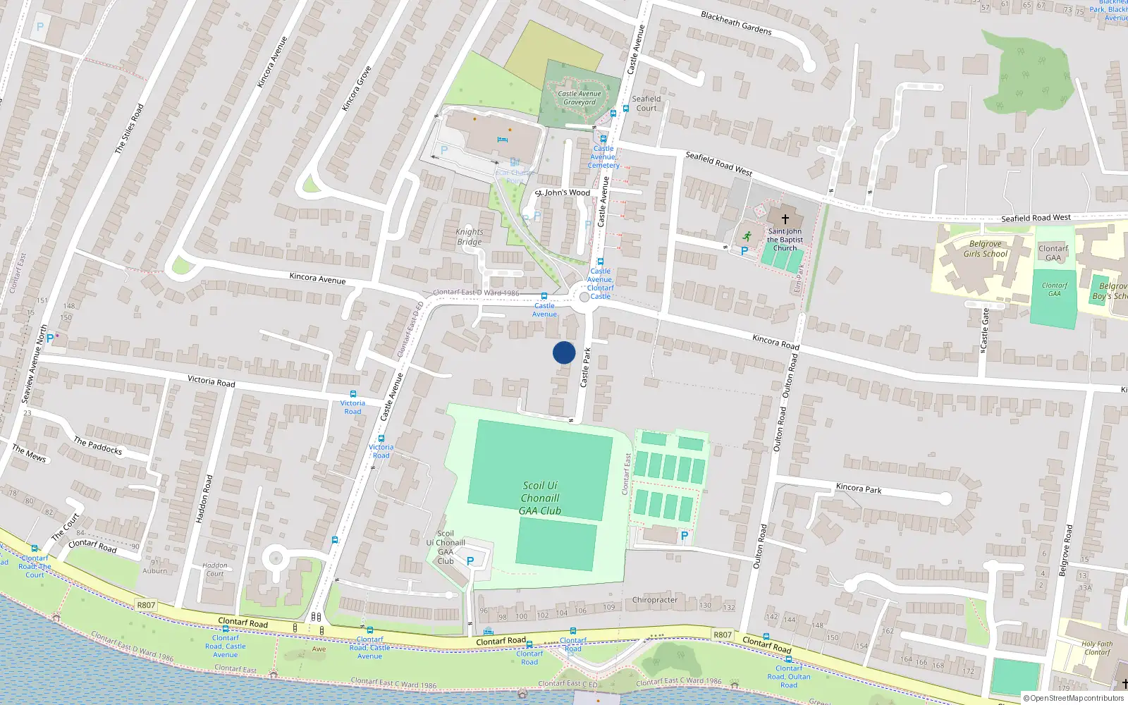 Overhead map showing the location of 4 Castle Road, Dublin 3