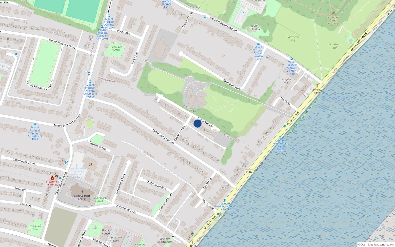 Overhead map showing the location of 4 Castle Vernon, Dublin 3