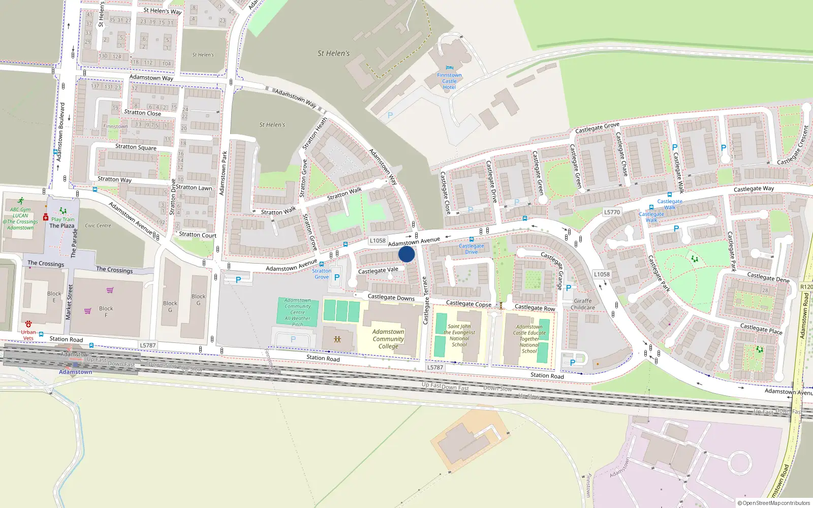 Overhead map showing the location of 4 Castlegate Terrace, Lucan