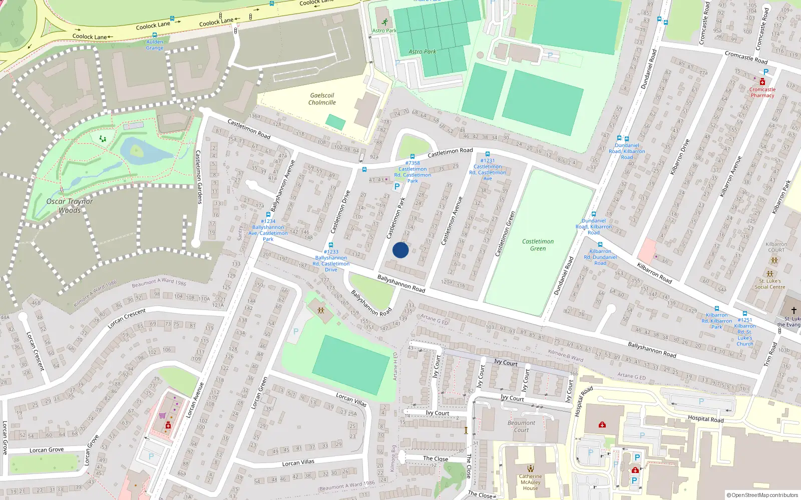 Overhead map showing the location of 4 Castletimon Park, Dublin 5