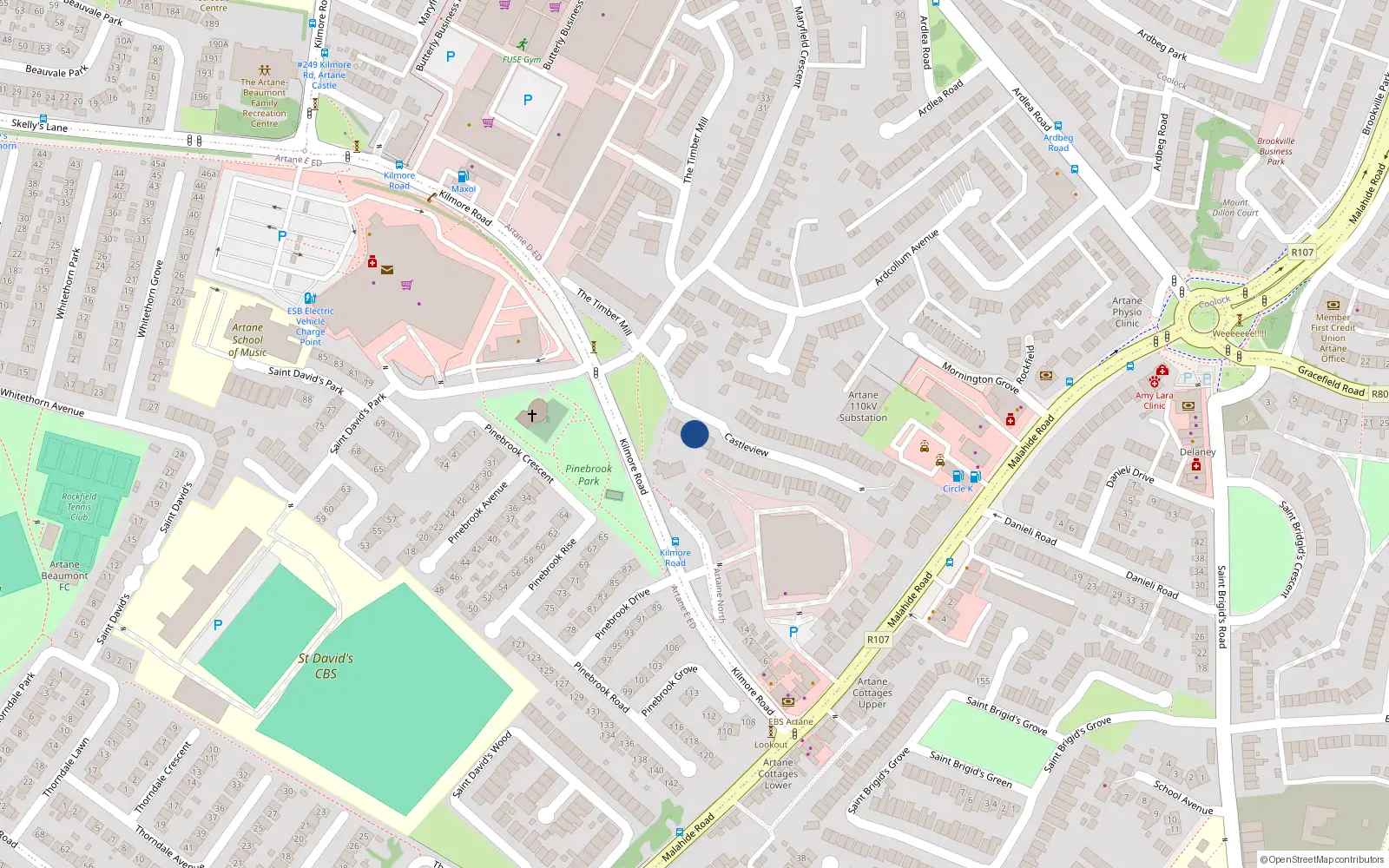 Overhead map showing the location of 4 Castleview Walk, Artane, Dublin5