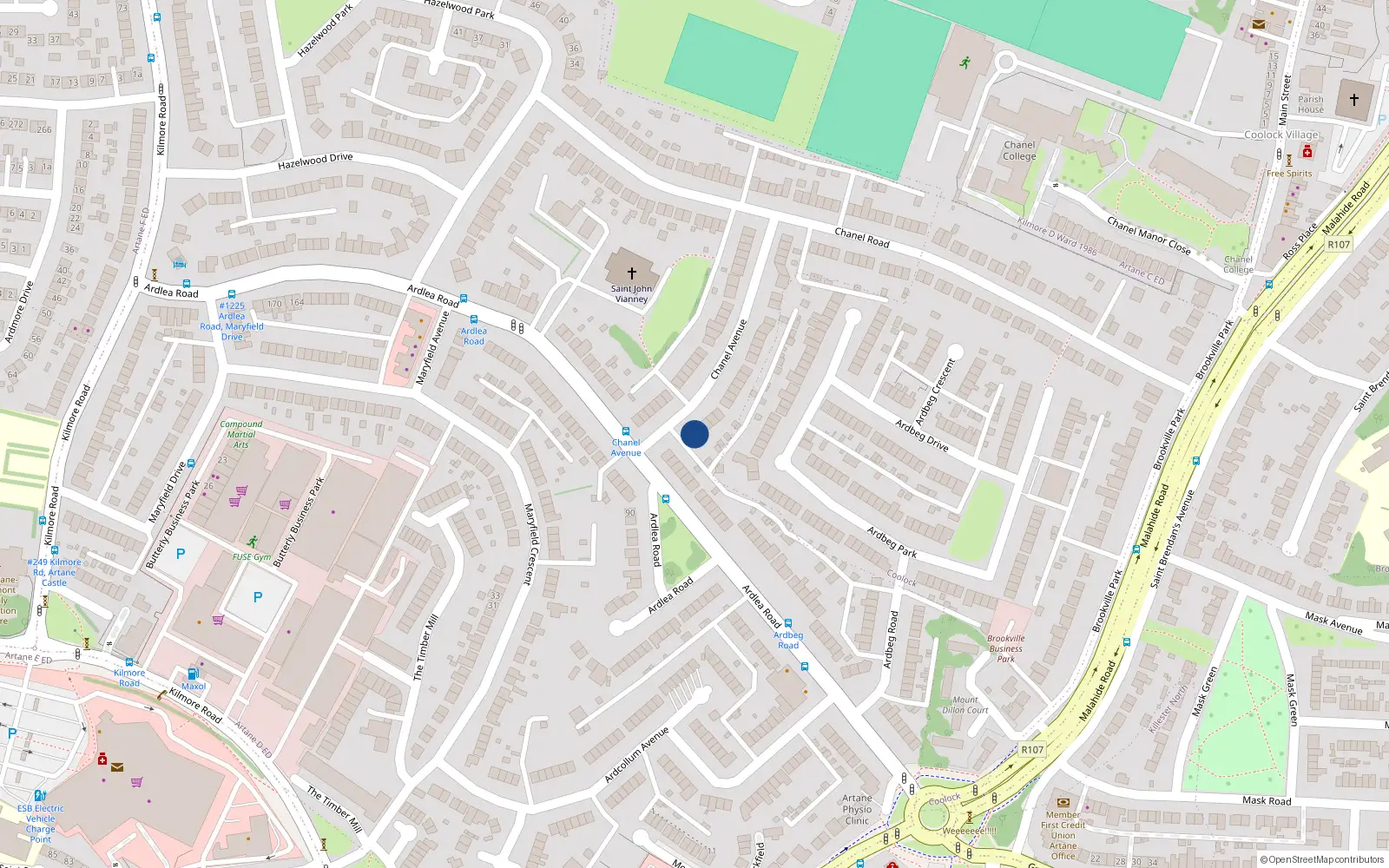 Overhead map showing the location of 4 Chanel Avenue, Dublin 5