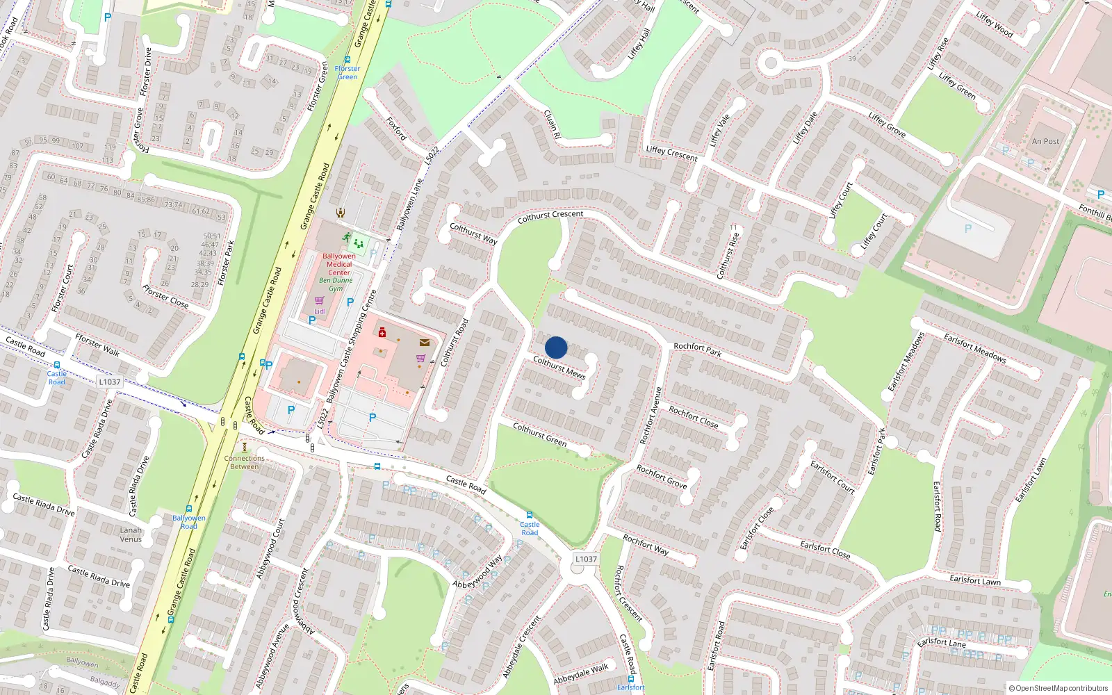 Overhead map showing the location of 4 Colthurst Mews, Lucan, Dublin