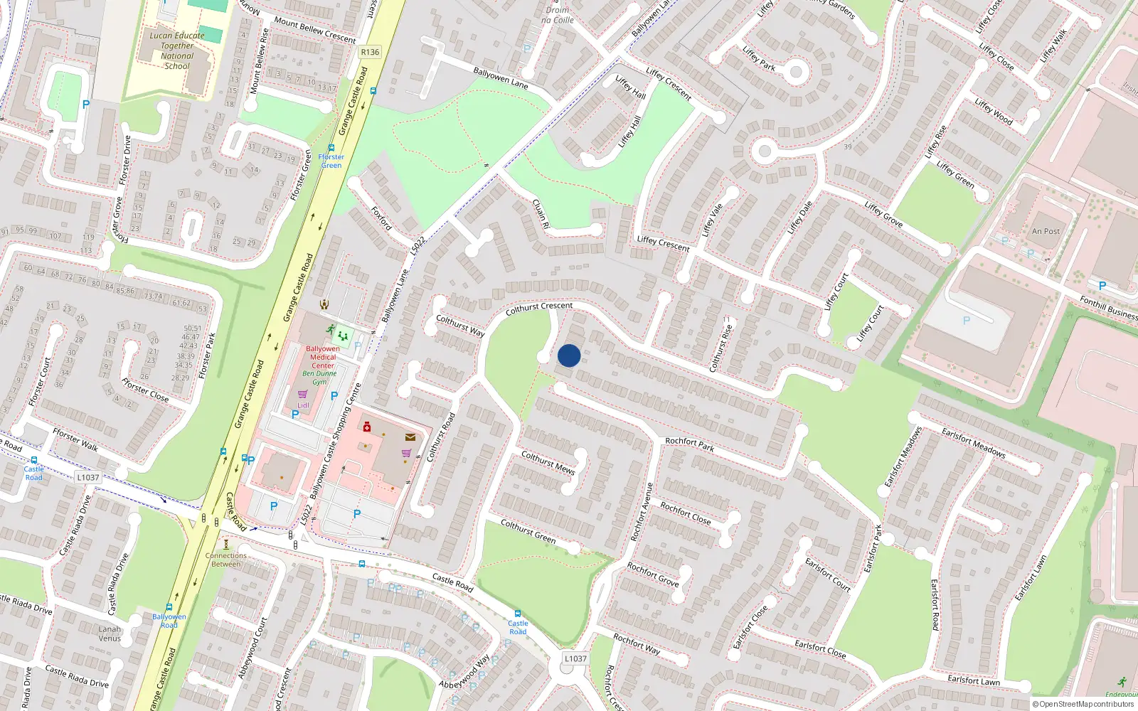 Overhead map showing the location of 4 Colthurst Park, Lucan