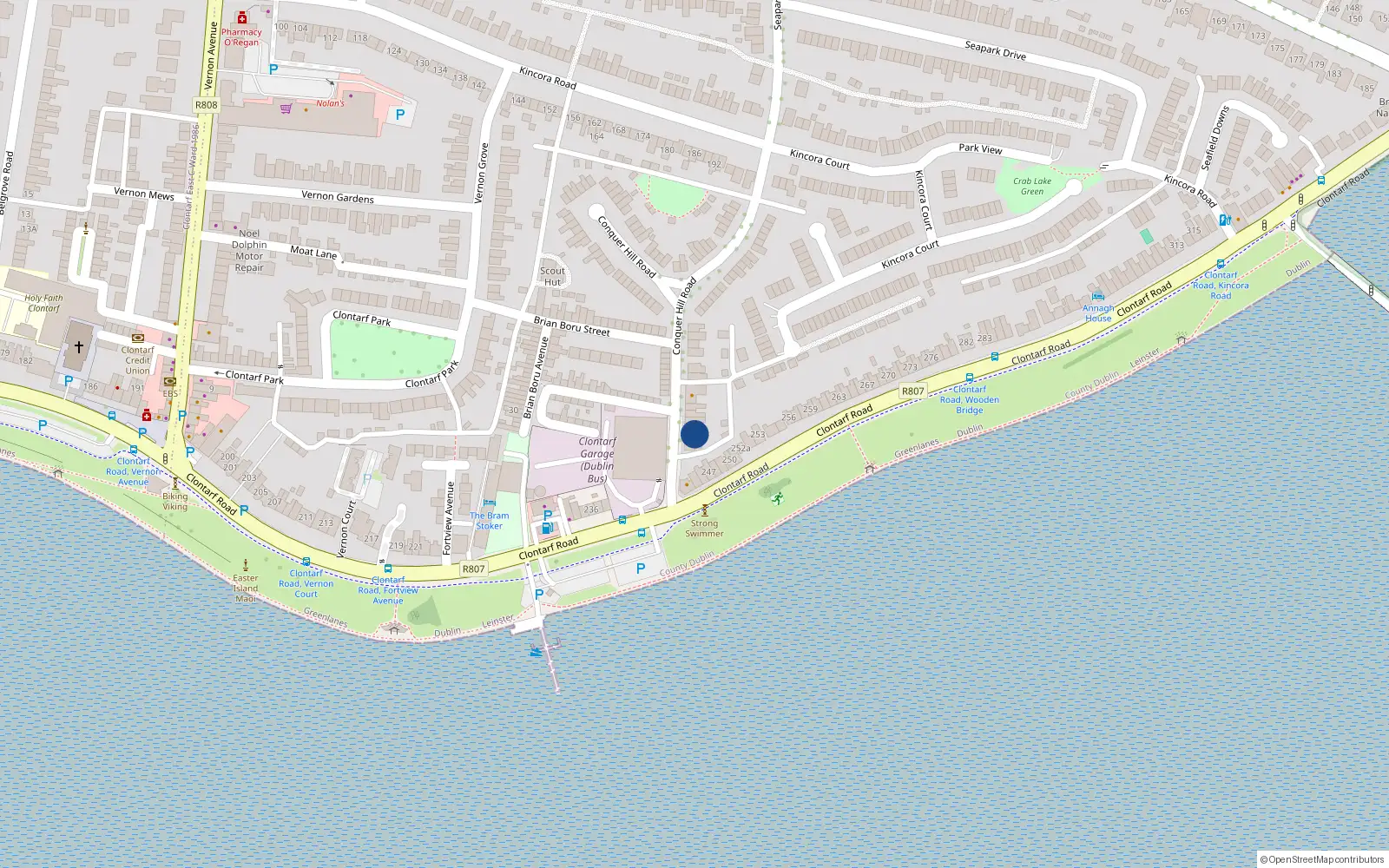 Overhead map showing the location of 4 Conquer Hill Road, Dublin 3