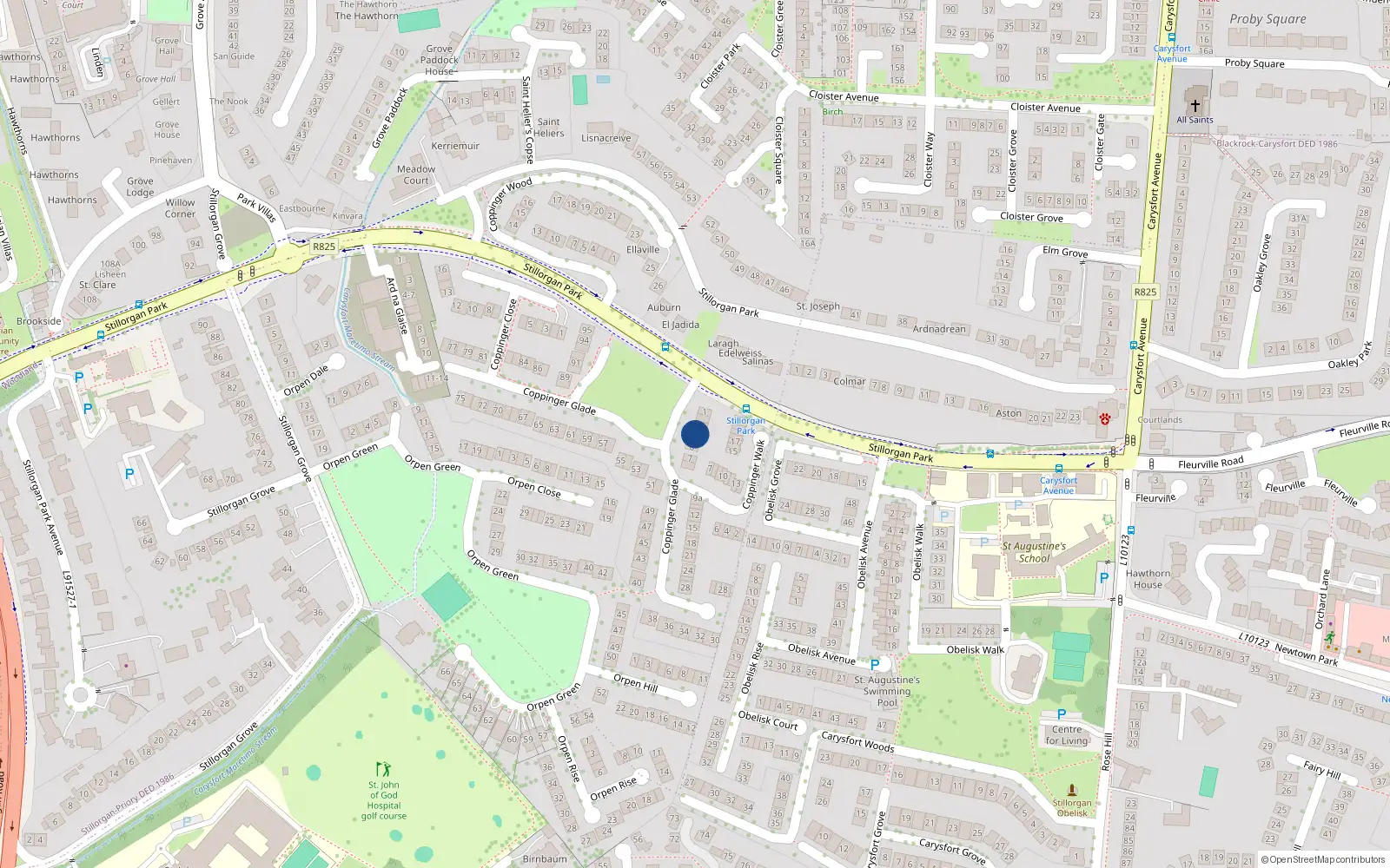 Overhead map showing the location of 4 Coppinger Glade, Dublin