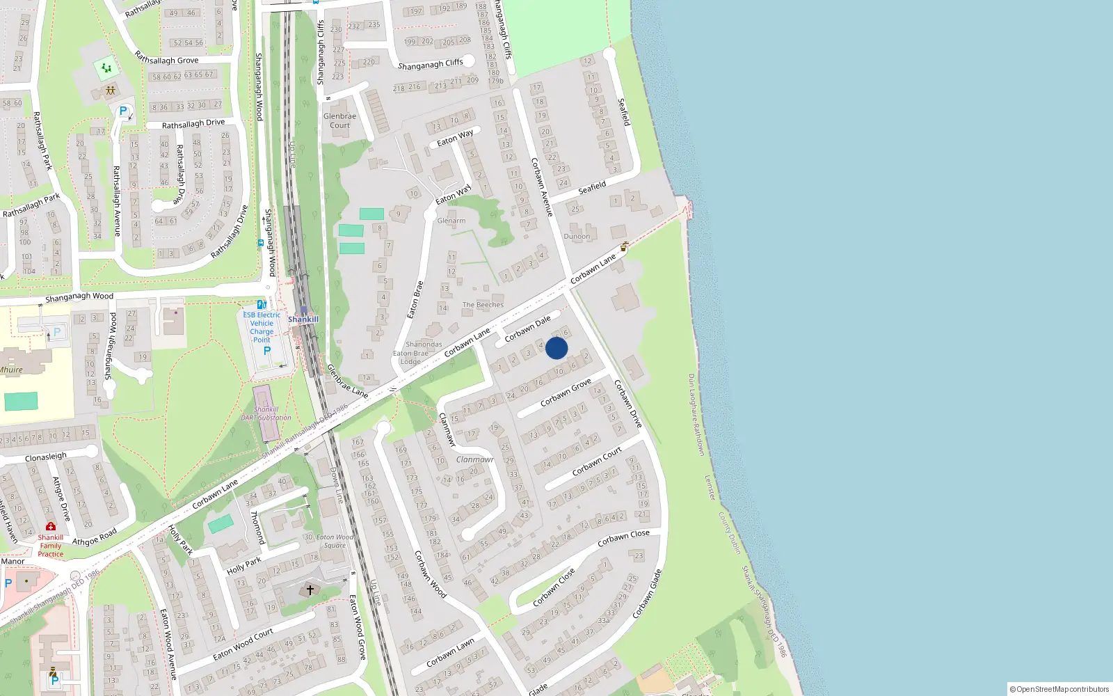 Overhead map showing the location of 4 Corbawn Dale, Dublin