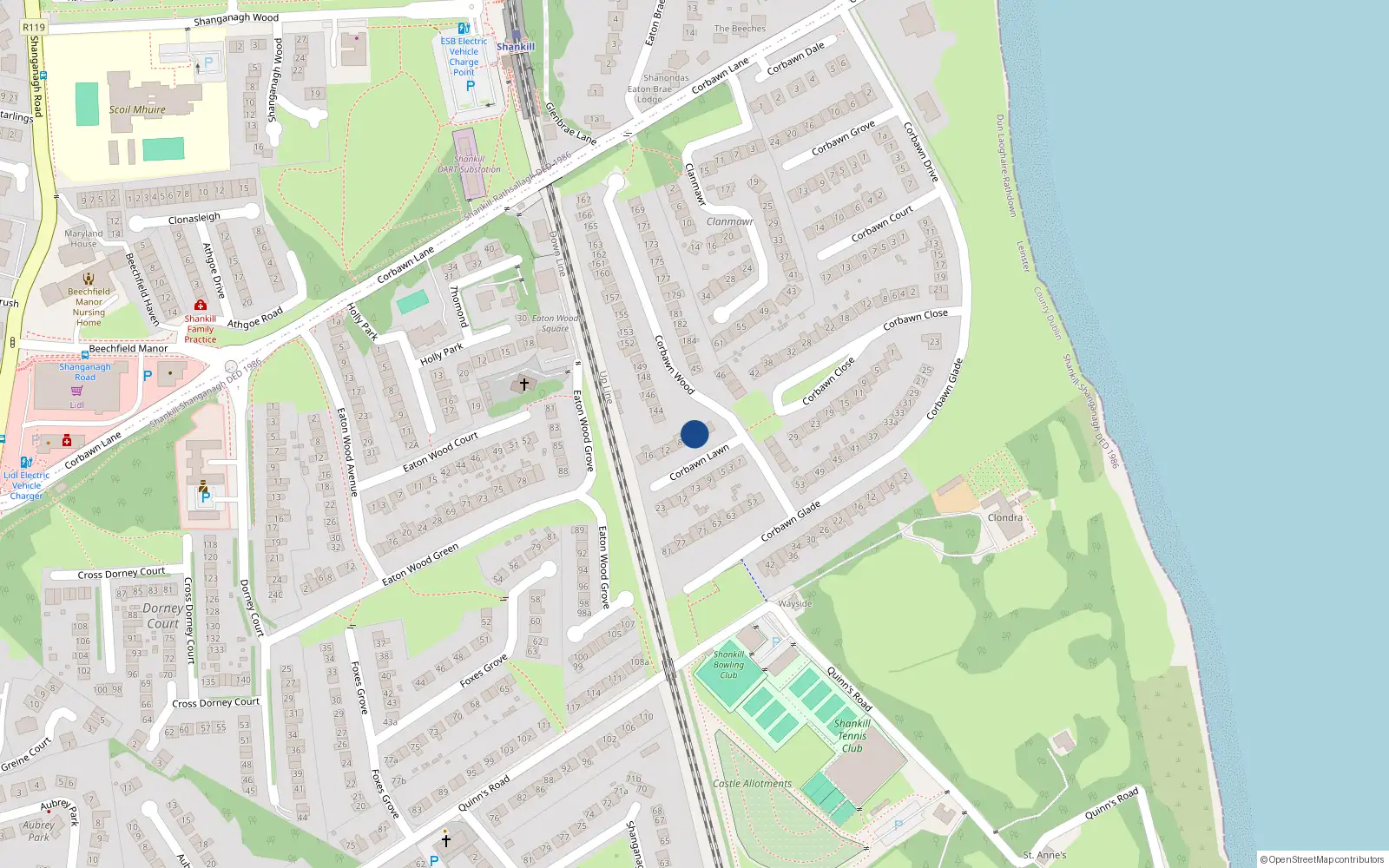 Overhead map showing the location of 4 Corbawn Lawn, Co Dublin