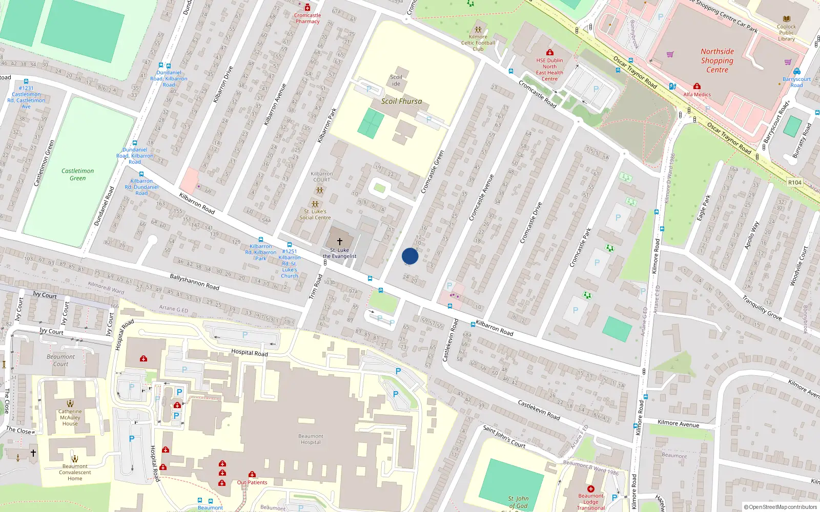Overhead map showing the location of 4 Cromcastle Green, Dublin 5