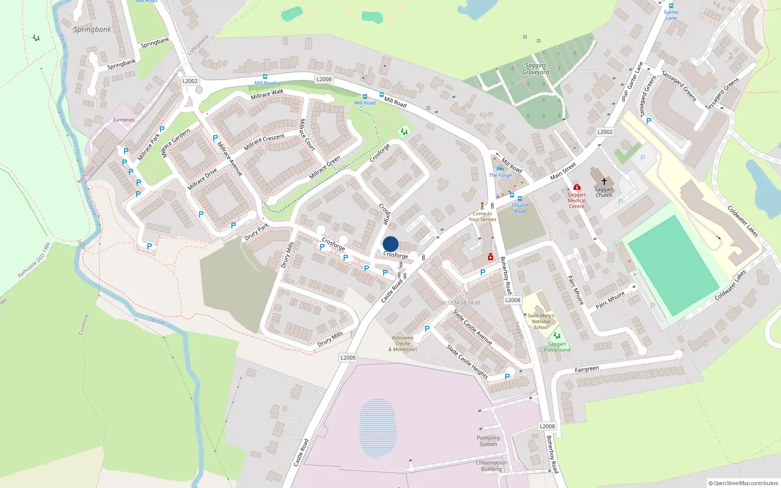 Overhead map showing the location of 4 Crosforge Close, Saggart