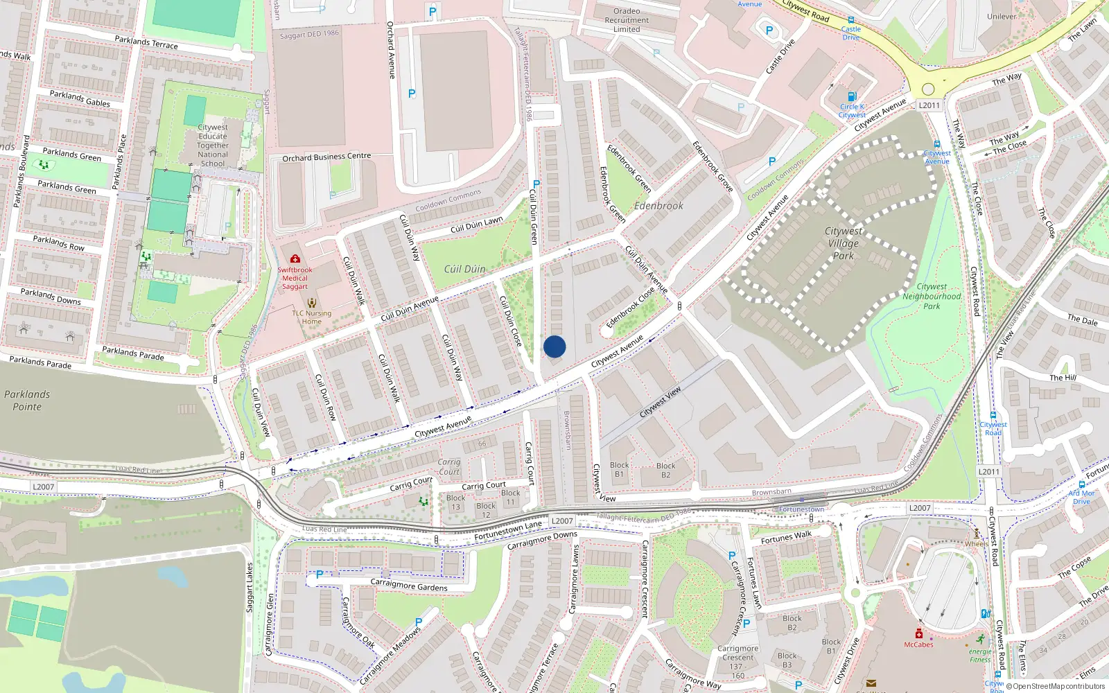 Overhead map showing the location of 4 Cúil Duin Green, Iarthar Na Cathrach