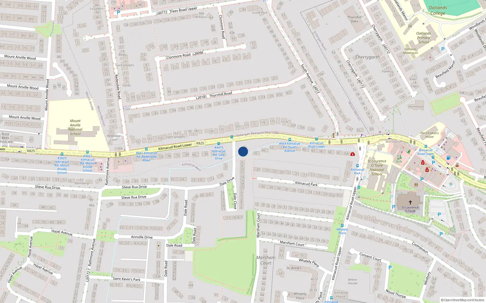 Overhead map showing the location of 4 Dale Drive, Dublin
