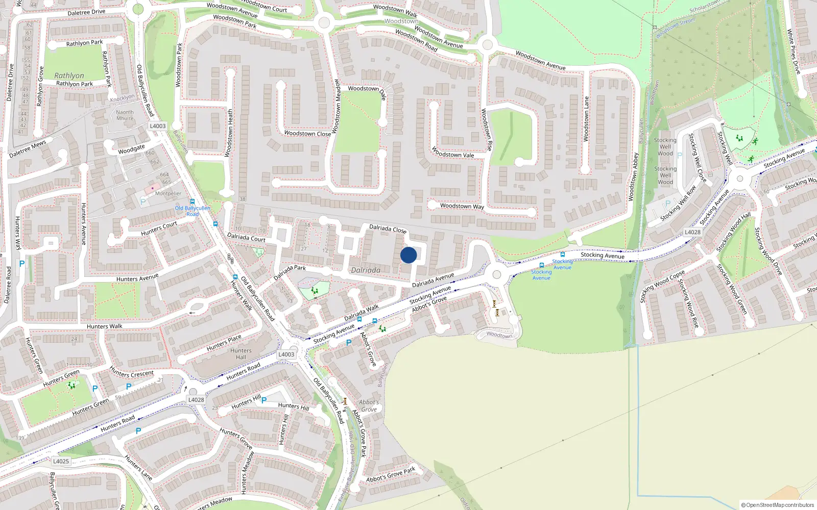 Overhead map showing the location of 4 Dalriada Close, Dublin