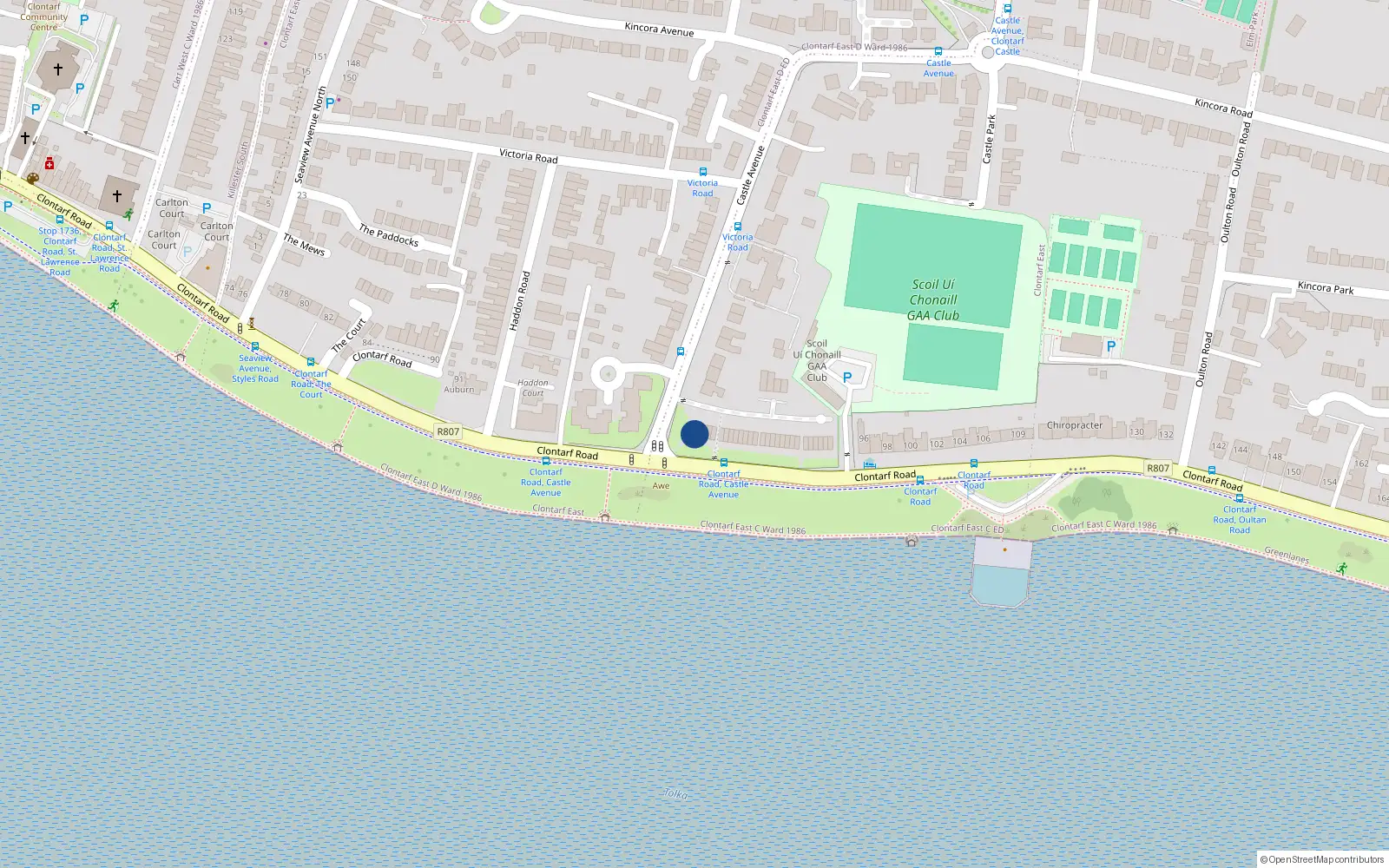 Overhead map showing the location of 4 Danesfort, Castle, Clontarf Dublin 3