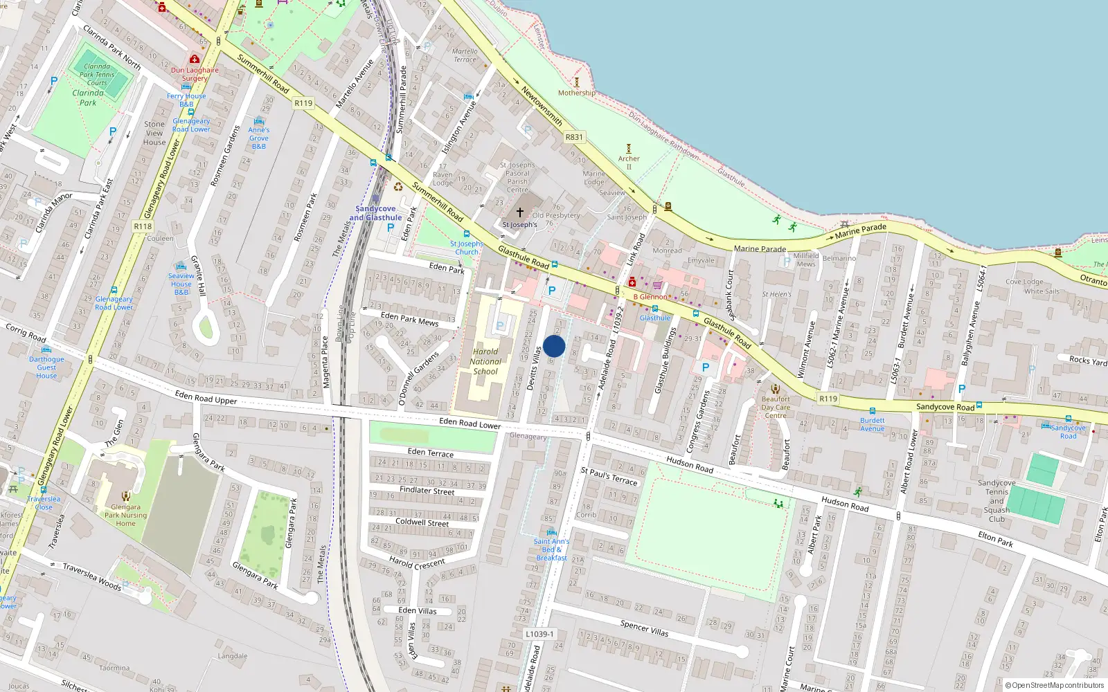 Overhead map showing the location of 4 Devitt Villas, Dublin