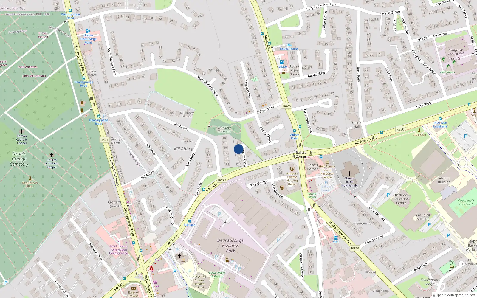 Overhead map showing the location of 4 Devon Close, Kill Lane, Blackrock