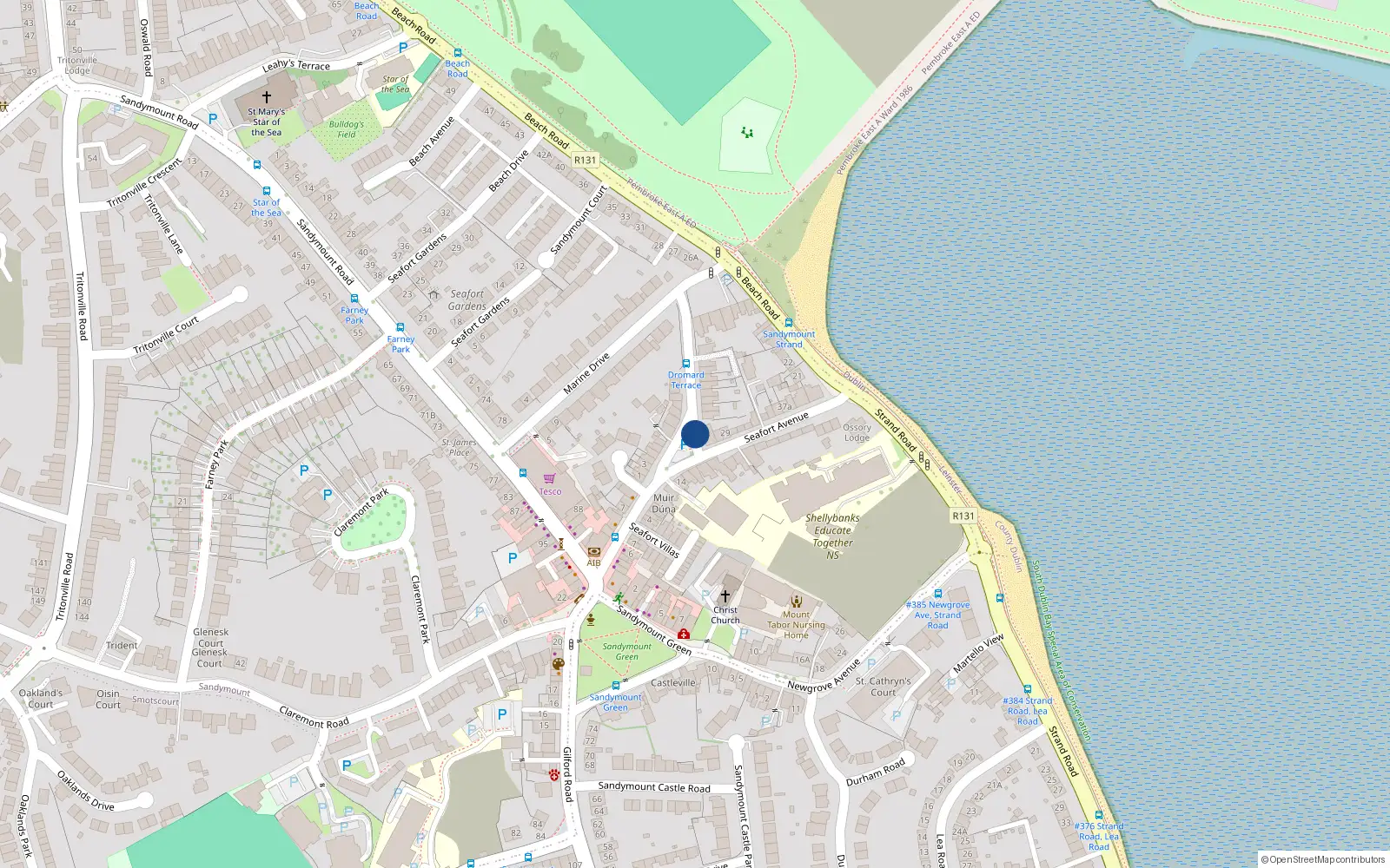 Overhead map showing the location of 4 Dromard Terrace, Sandymount
