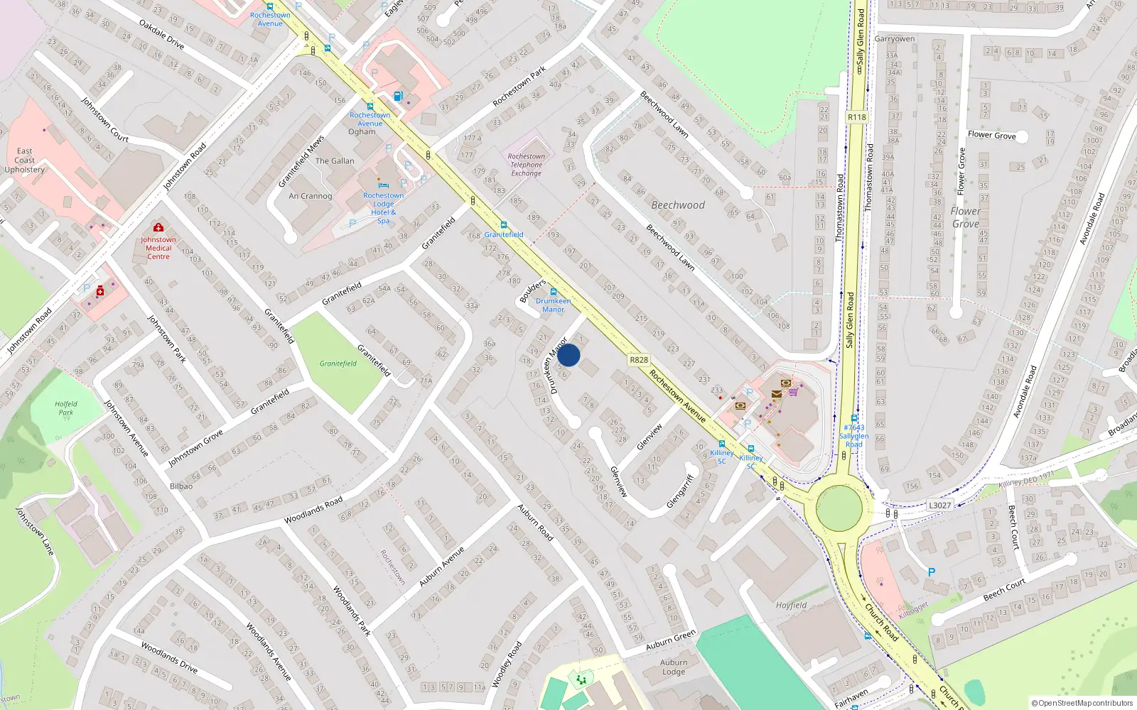 Overhead map showing the location of 4 Drumkeen Manor, Killiney
