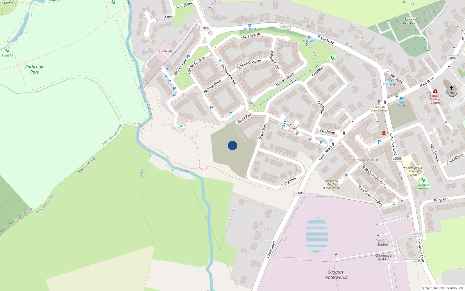 Overhead map showing the location of 4 Drury Park, Saggart