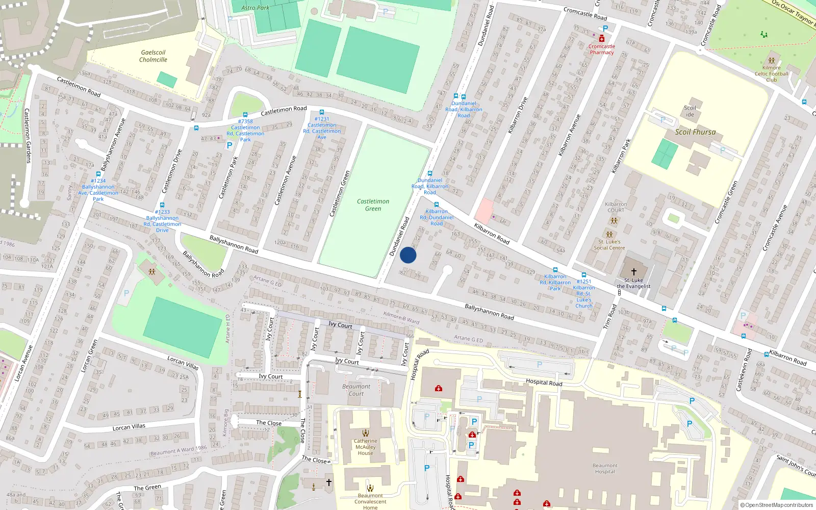 Overhead map showing the location of 4 Dundaniel Road, Kilmore, Coolock Dublin 5