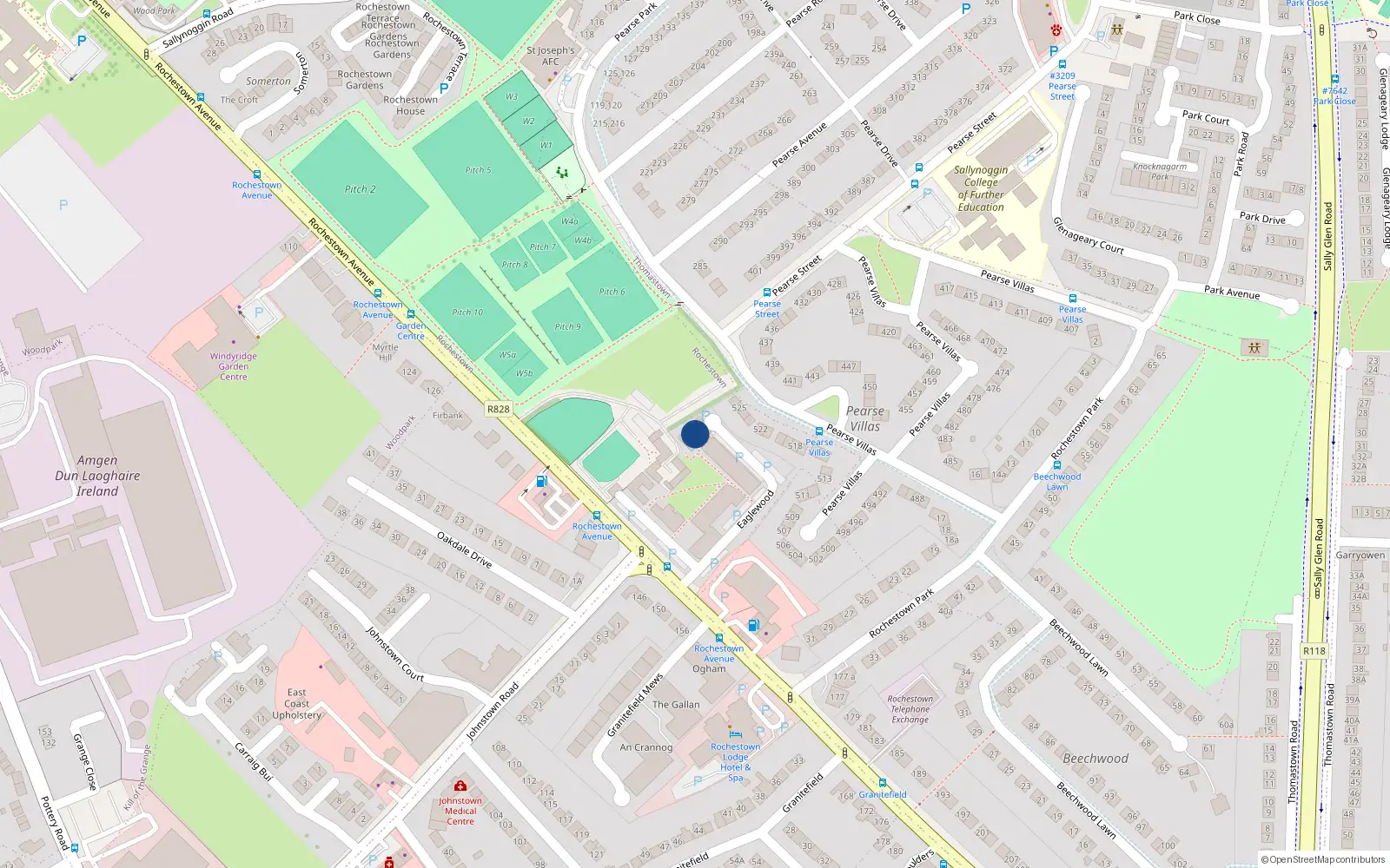 Overhead map showing the location of 4 Eaglewood House, Rochestown Avenue, Dun Laoghaire