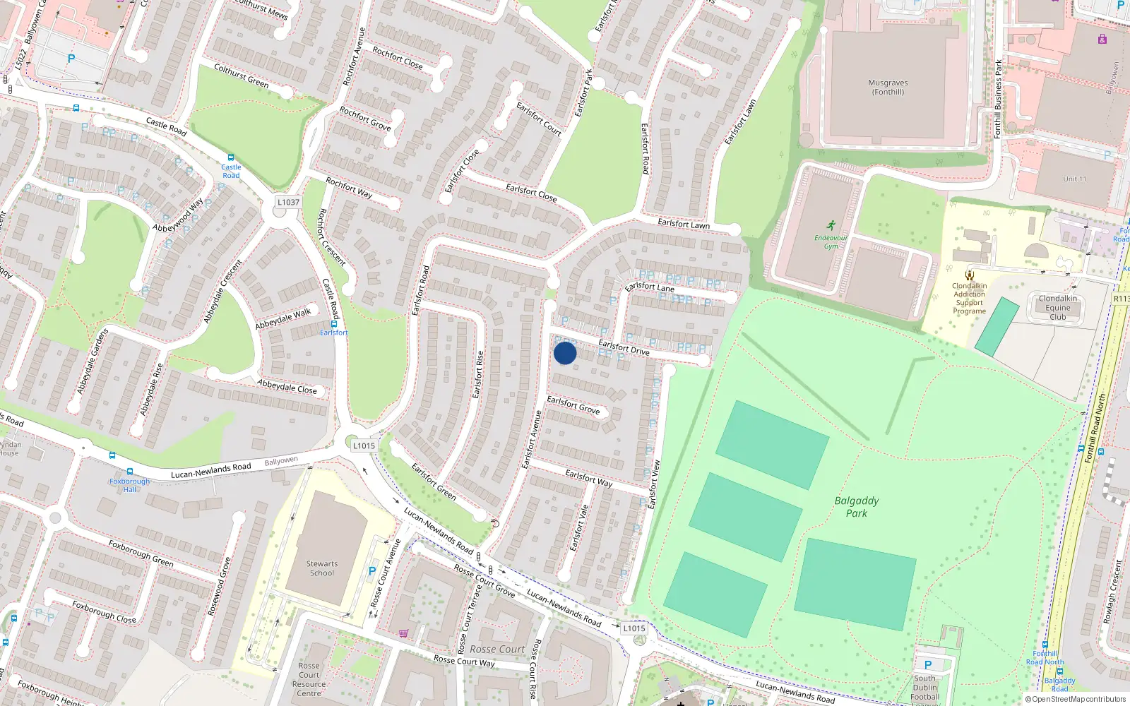 Overhead map showing the location of 4 Earlsfort Drive, Lucan