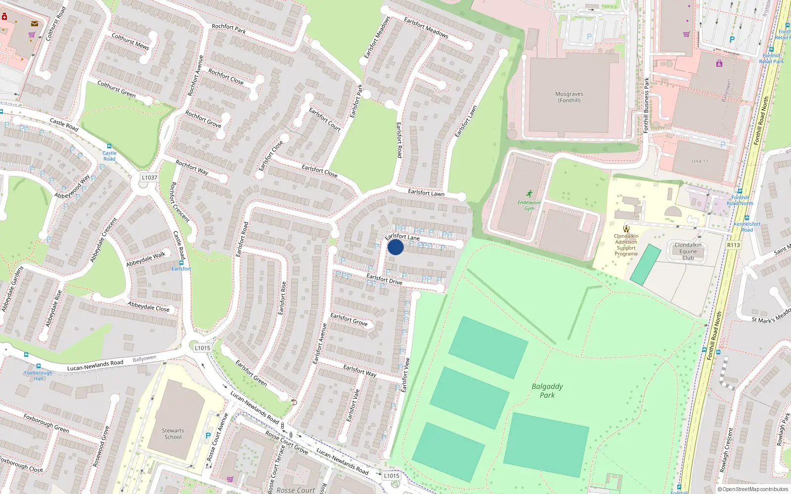 Overhead map showing the location of 4 Earlsfort Lane, Lucan