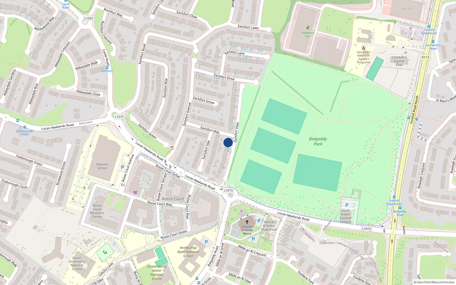 Overhead map showing the location of 4 Earlsfort View, Lucan, Dublin