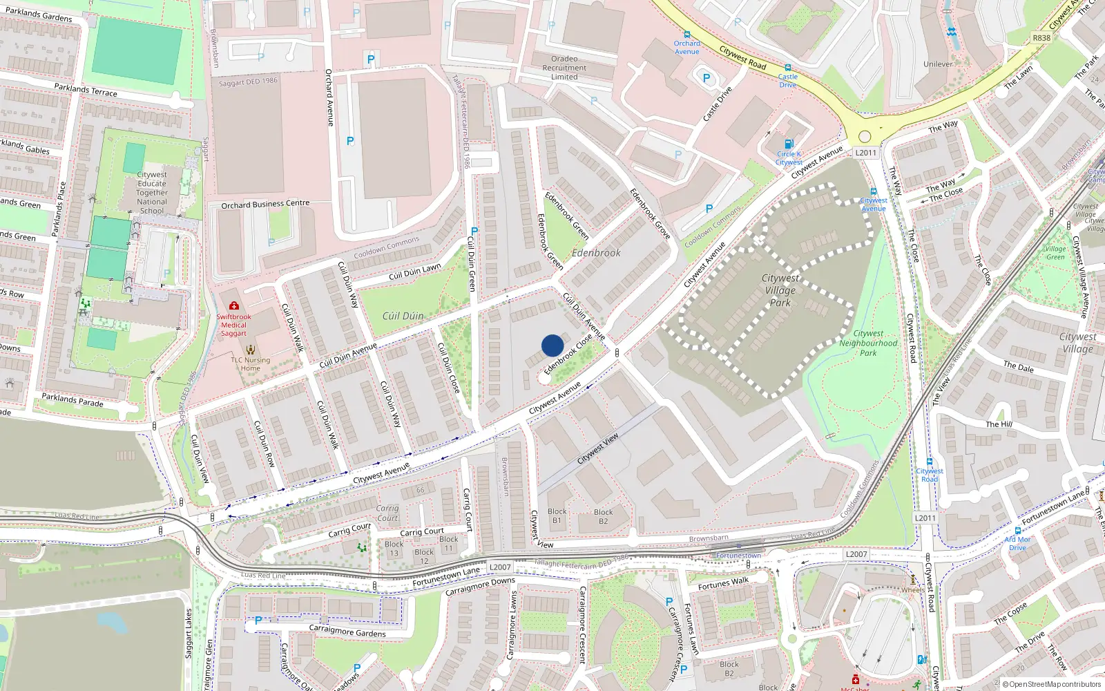 Overhead map showing the location of 4 Edenbrook Close, Cooldown Commons
