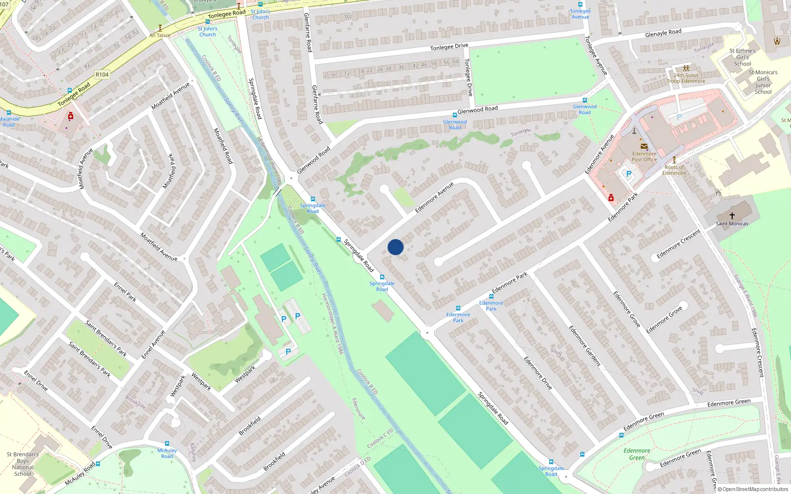 Overhead map showing the location of 4 Edenmore Avenue, Raheny, Dublin 5