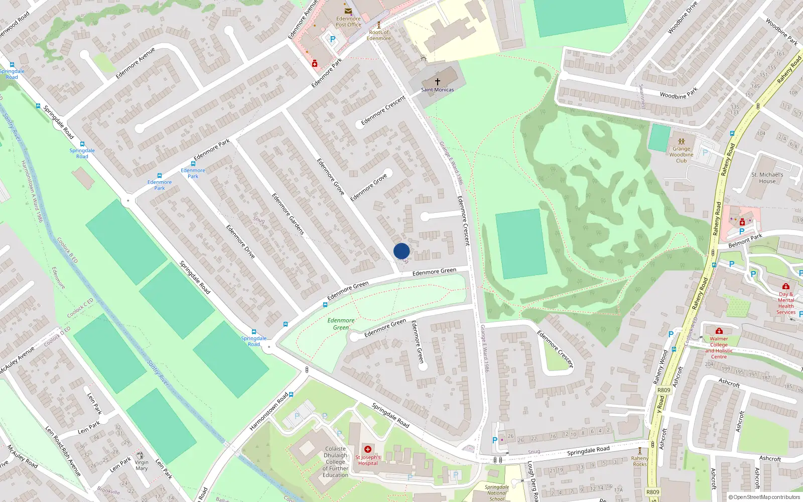 Overhead map showing the location of 4 Edenmore Grove, Dublin 5