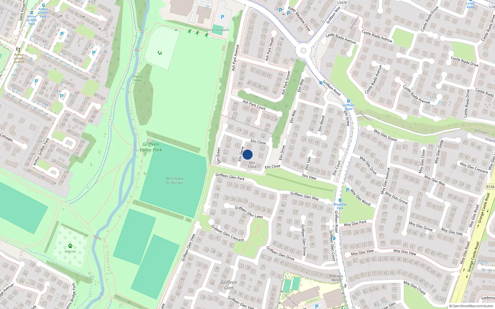 Overhead map showing the location of 4 Elm Dene, Lucan
