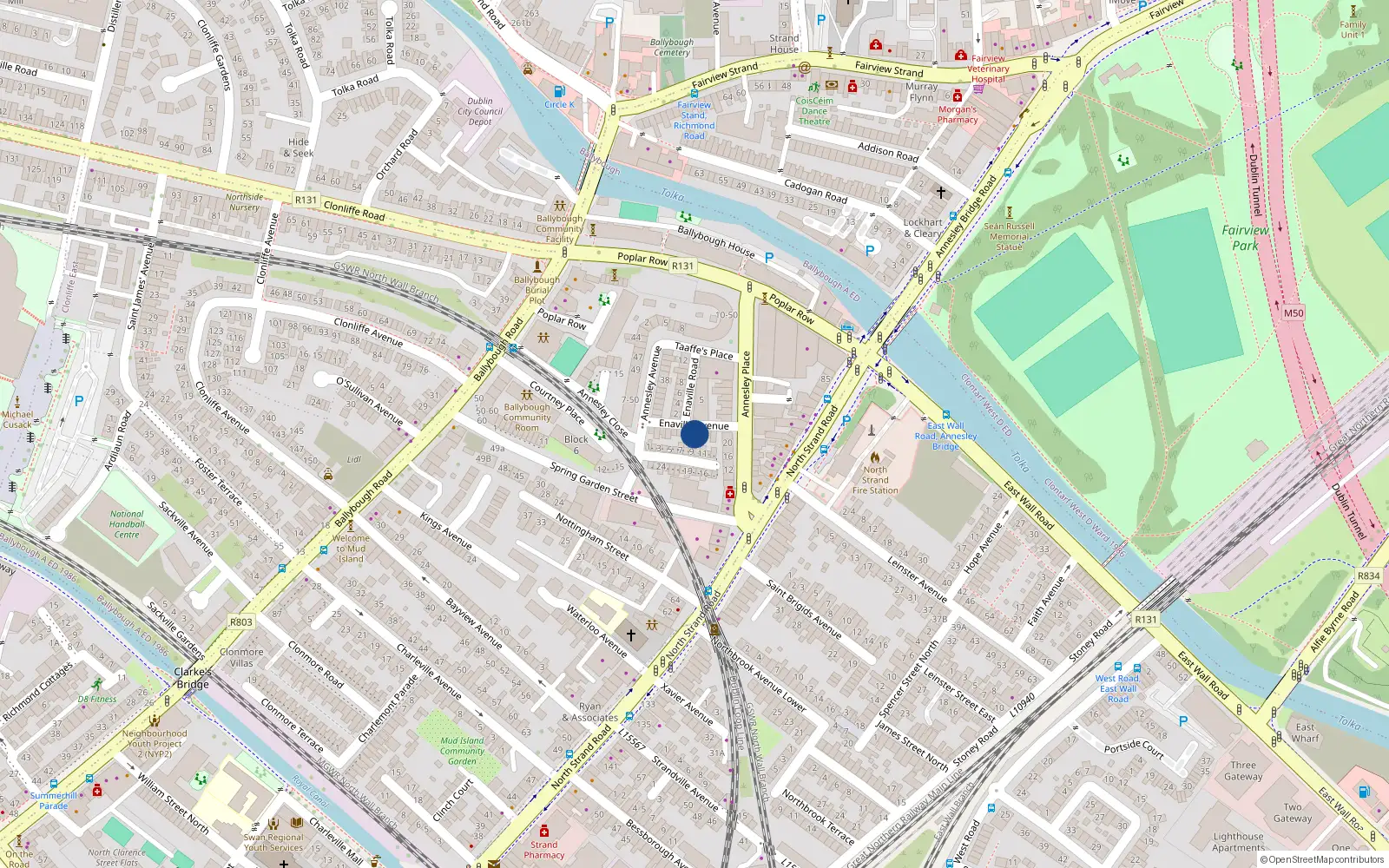 Overhead map showing the location of 4 Enaville Avenue, North Strand, Dublin 3