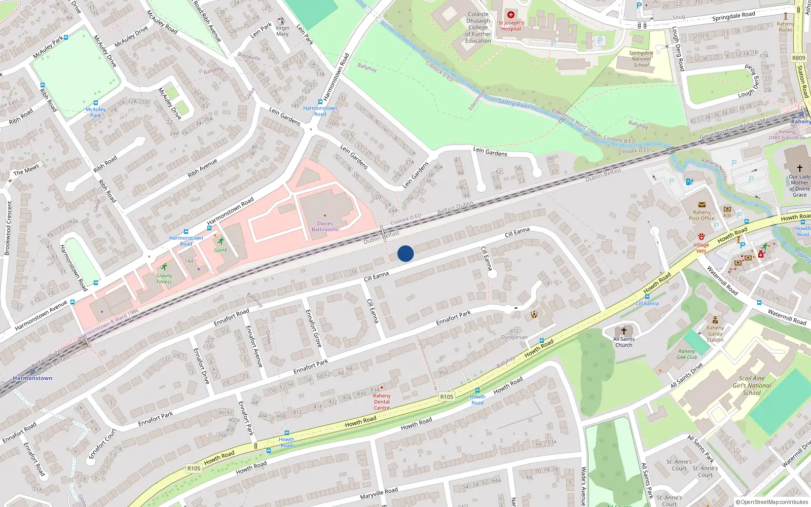 Overhead map showing the location of 4 Ennafort Road, Dublin 5