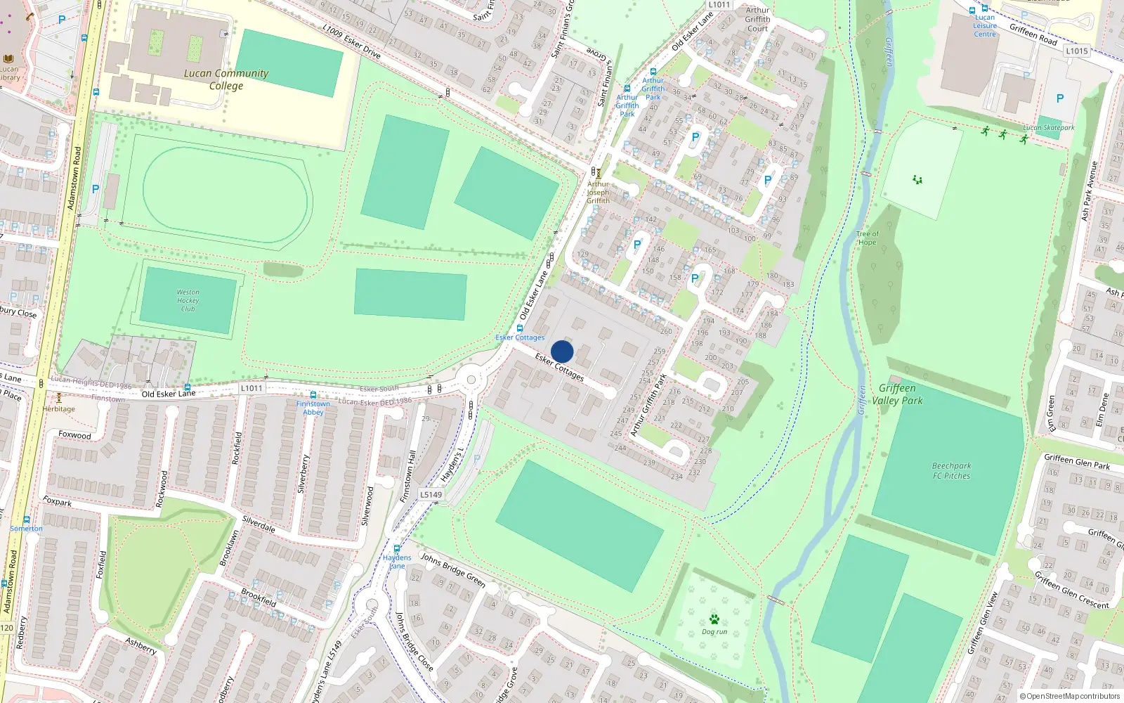 Overhead map showing the location of 4 Esker Terrace, Lucan, Dublin