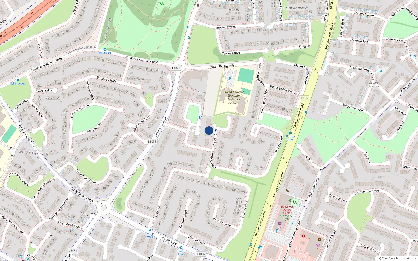 Overhead map showing the location of 4 Fforster Drive, Lucan
