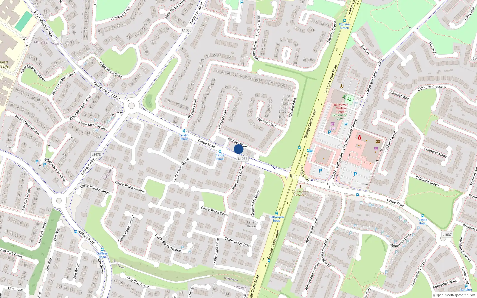 Overhead map showing the location of 4 Fforster Walk, Lucan