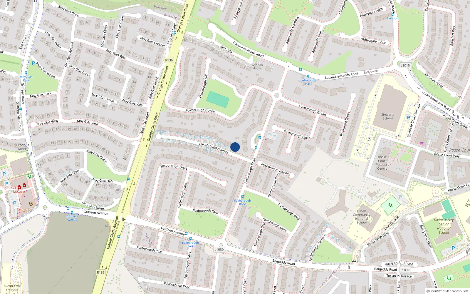 Overhead map showing the location of 4 Foxborough Avenue, Lucan