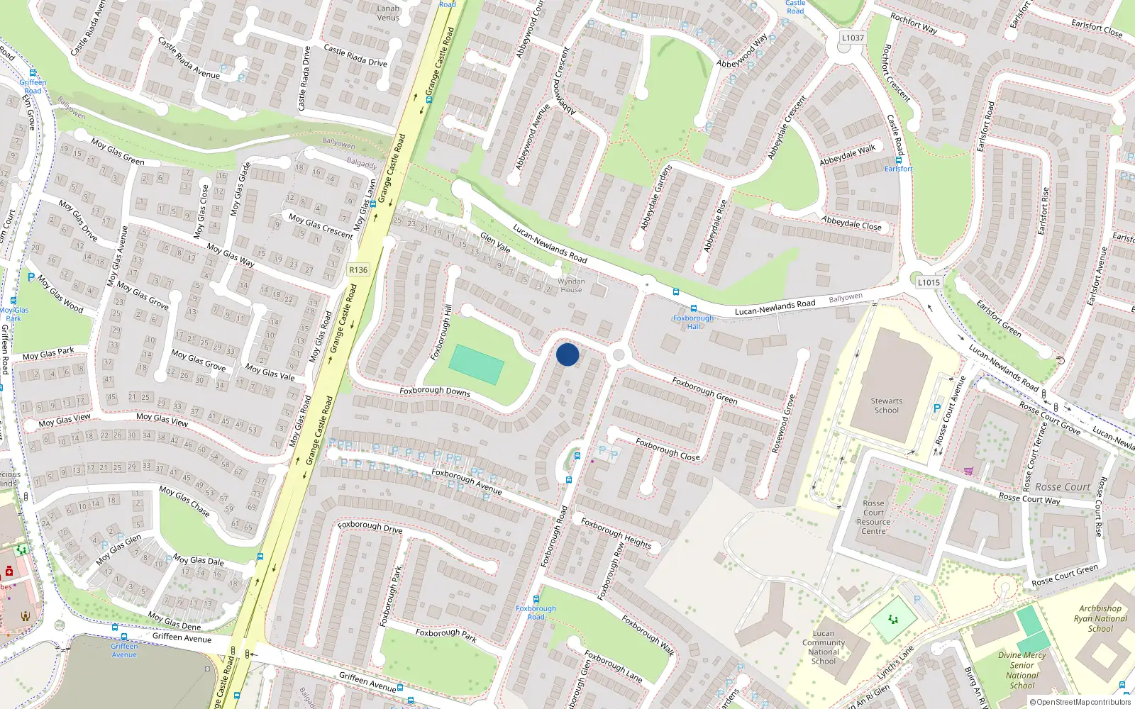 Overhead map showing the location of 4 Foxborough Downs, Lucan