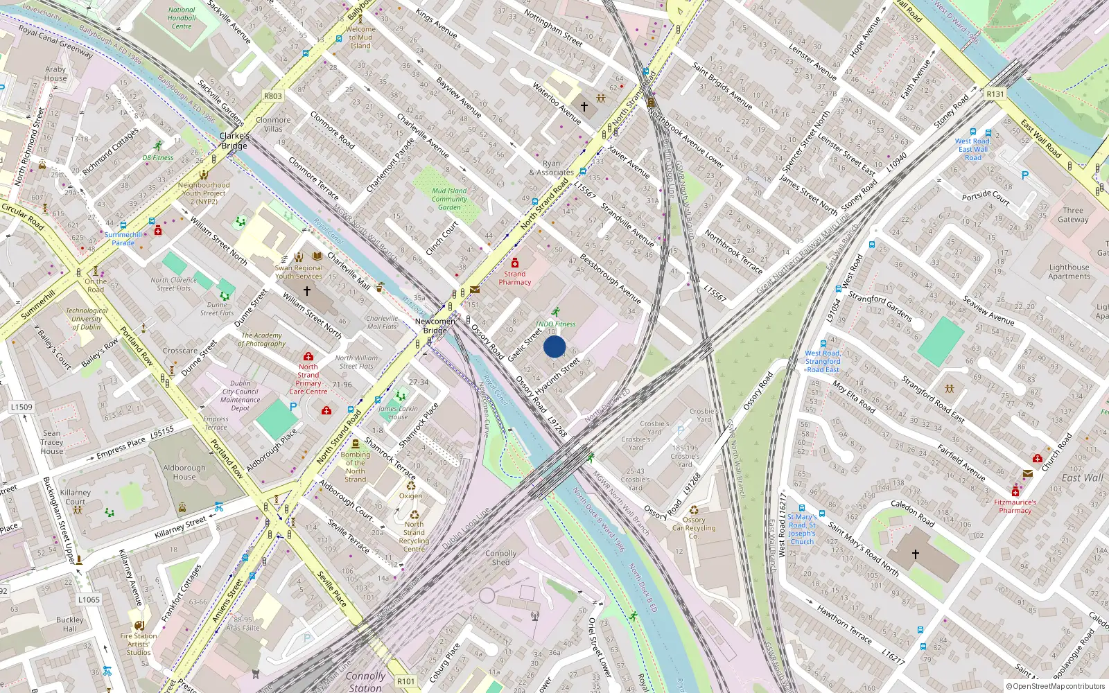 Overhead map showing the location of 4 Gaelic Street, North Strand Dublin 3