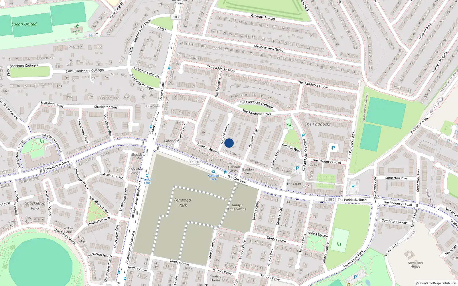 Overhead map showing the location of 4 Gandon Green, Lucan