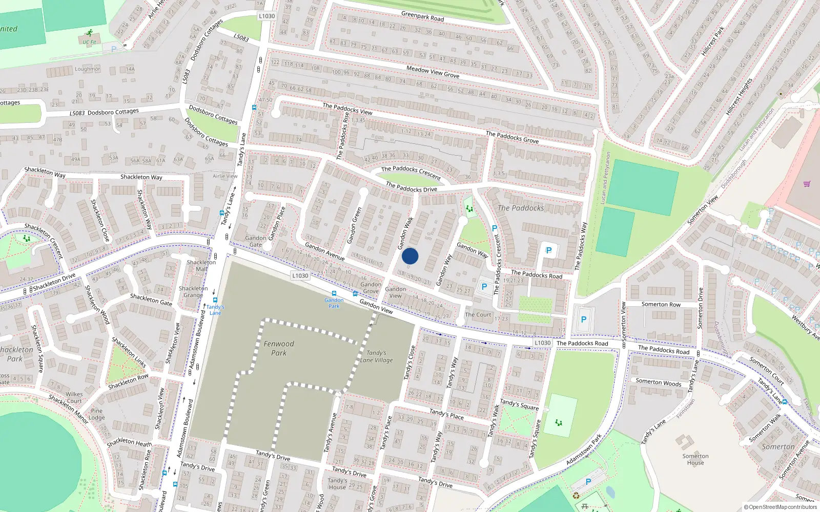 Overhead map showing the location of 4 Gandon Walk, Lucan
