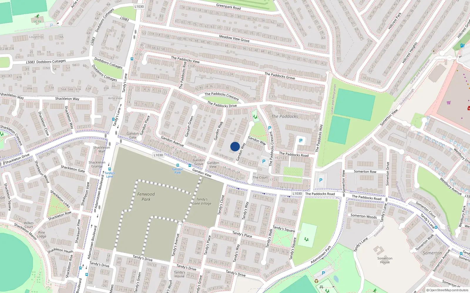 Overhead map showing the location of 4 Gandon Way, Gandon Park, Lucan